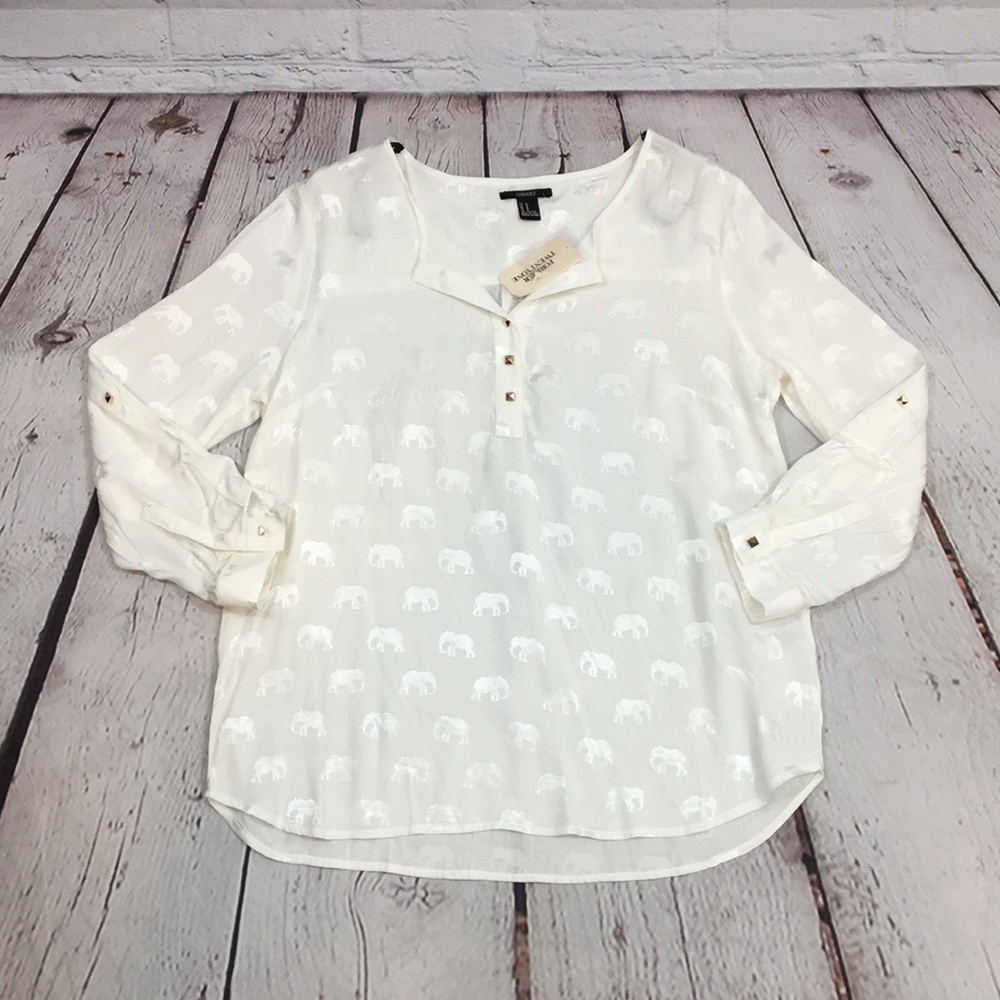 Forever 21 Elephant peasant Henley blouse med